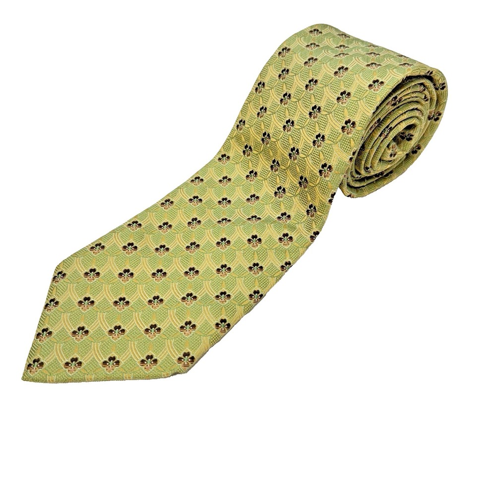 Ermenegildo Zegna 100% Silk Tie Geo‎ Floral Rosette Lattice Made in Italy